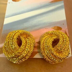 Love Knot Swirl Rope Clip On w Rhinestone (OS)